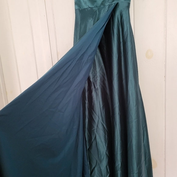 Satin Strapless Corset Back Prom Dress Gown Size 8 - Picture 3 of 11